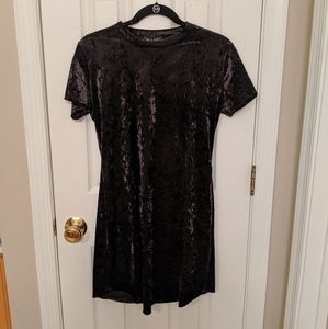 Crushed Black Velvet Dress Small Medium